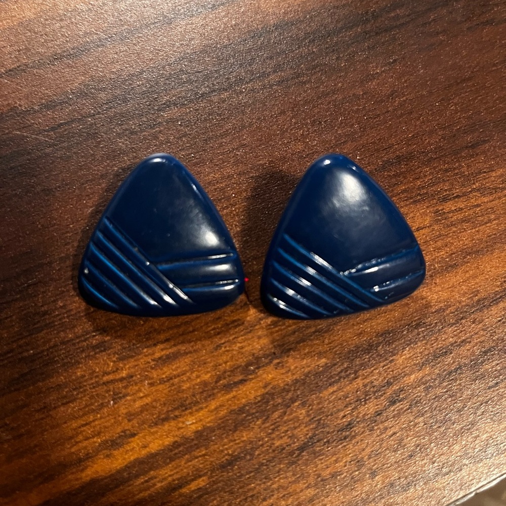 Deep Blue Triangle Earrings